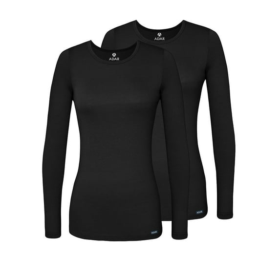 Adar Underscrubs for Women Multi Color 2 Pack - Long Sleeve Underscrub Comfort Tee