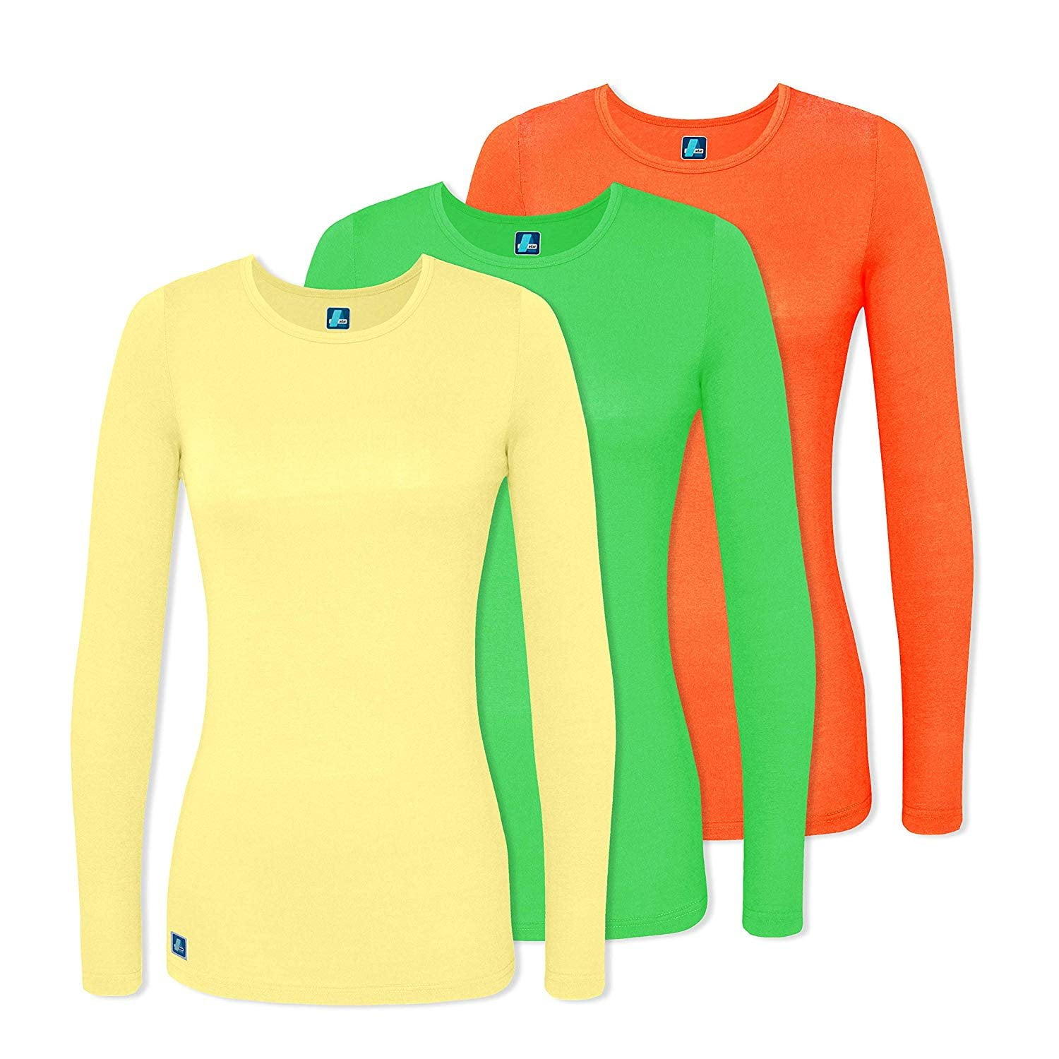 Adar Underscrubs for Women Multi Color 3 Pack - Long Sleeve
