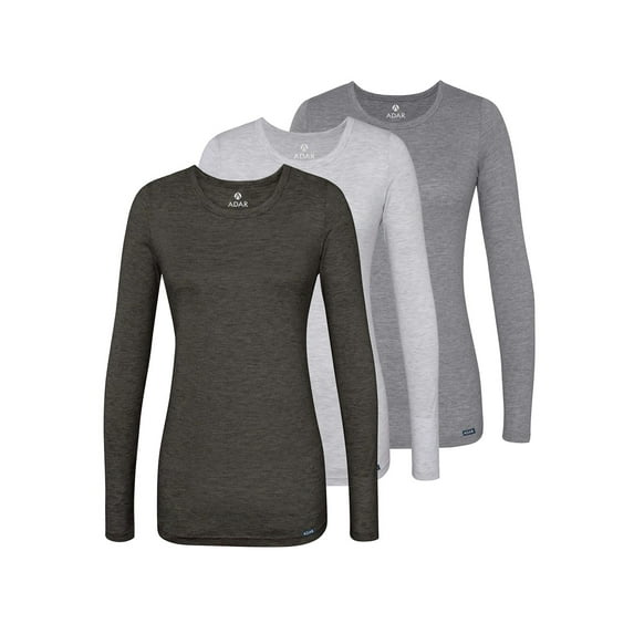 Adar Underscrubs for Women Multi Color 3 Pack - Long Sleeve Underscrub Comfort Tee