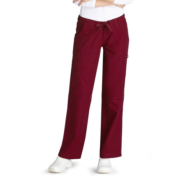 Adar Universal Low-Rise Multipocket Drawstring Straight Leg Pants Petite - 510P - Burgundy - XS