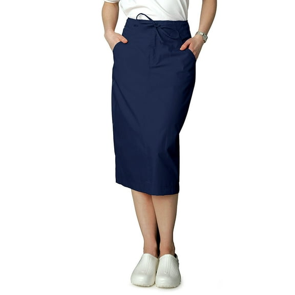 Adar Universal Mid-Calf Length Drawstring Scrub Skirt Available is 17 solid colors