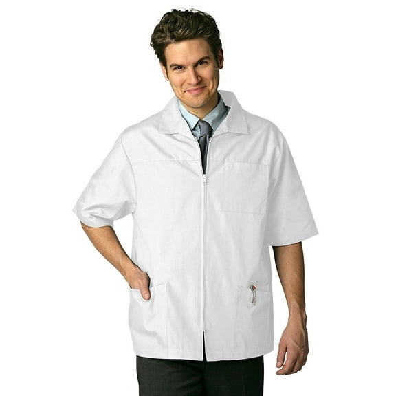 Adar Universal Scrubs For Men - Zippered Short Sleeved Scrub Jacket