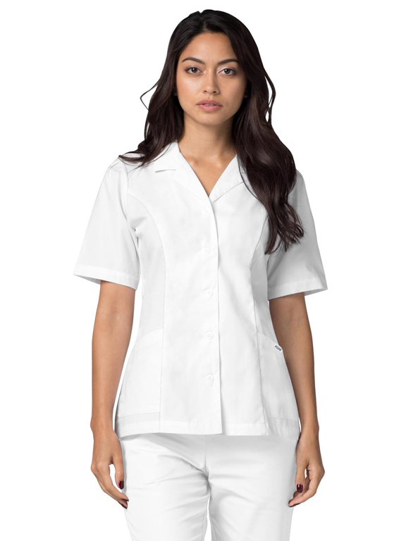 Universal Scrubs For Women - Lapel Collar Scrub Top - 605 - White - XS