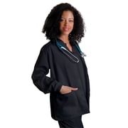 Adar Universal Scrubs For Women - Round Neck Warm-Up Scrub Jacket - 602 - Black - S