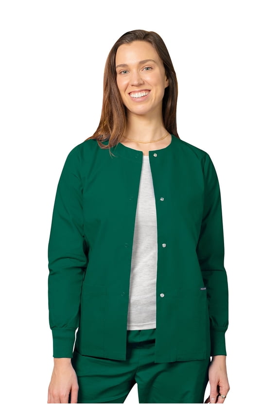 Universal Scrubs For Women - Round Neck Warm-Up Scrub Jacket - 602 - Hunter Green - L
