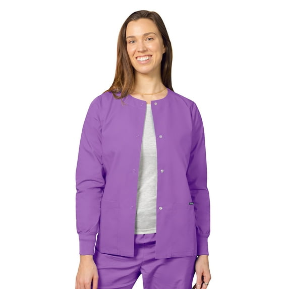 Adar Universal Scrubs For Women - Round Neck Warm-Up Scrub Jacket - 602 - Lavender - 2X