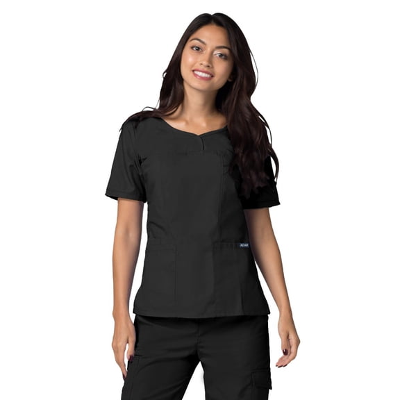 Adar Universal Scrubs For Women - V-Neck Scrub Top - 628 - Black - 3X