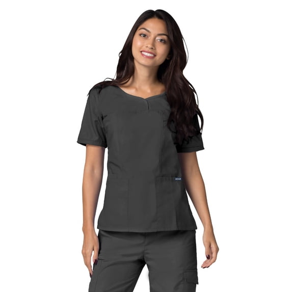 Adar Universal Scrubs For Women - V-Neck Scrub Top - 628 - Pewter - XS
