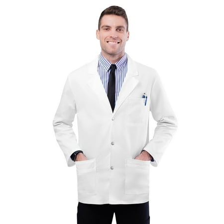 Adar Universal Stretch Lab Coat For Men - 31" Snap Front Lab Coat - 3302 - White - 2X