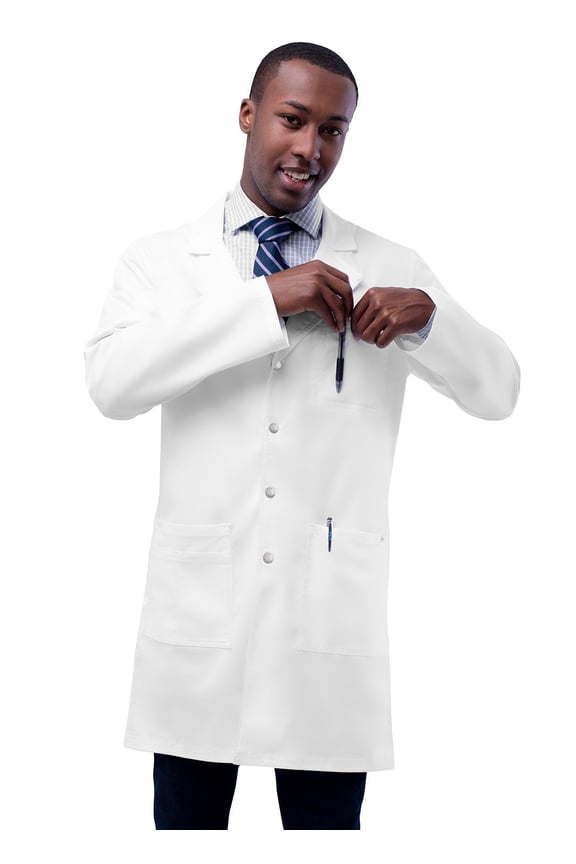 Universal Stretch Unisex Lab Coat - 36" Snap Front Lab Coat - 3308 - White - L