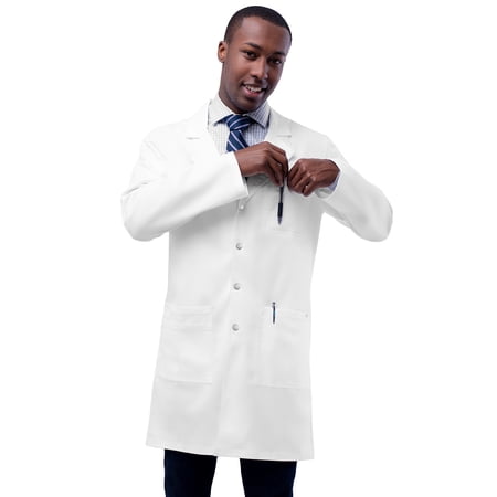 Adar Universal Stretch Unisex Lab Coat - 36" Snap Front Lab Coat - 3308 - White - S
