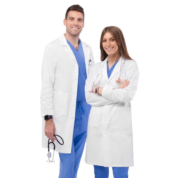 Adar Universal Unisex Lab Coats - Midriff 39" Lab Coat - 808 - White - XL