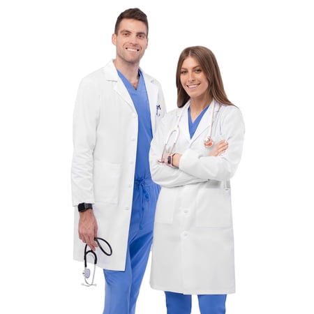 Adar Universal Unisex Lab Coats - Midriff 39" Lab Coat - 808 - White - L