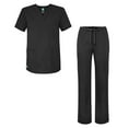 thumbnail image 1 of Adar Universal Unisex Scrub Set - Unisex V-Neck Scrub Top & Tapered Drawstring Scrub Pants - 907 - Black - M, 1 of 5