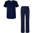 thumbnail image 1 of Adar Universal Unisex Scrub Set - Unisex V-Neck Scrub Top & Tapered Drawstring Scrub Pants - 907 - Navy - S, 1 of 5