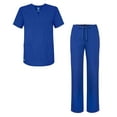 thumbnail image 1 of Adar Universal Unisex Scrub Set - Unisex V-Neck Scrub Top & Tapered Drawstring Scrub Pants - 907 - Royal Blue - XXS, 1 of 5
