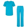 thumbnail image 1 of Adar Universal Unisex Scrub Set - Unisex V-Neck Scrub Top & Tapered Drawstring Scrub Pants - 907 - Turquoise - 2X, 1 of 5