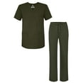 thumbnail image 1 of Adar Universal Unisex Scrub Set - Unisex V-Neck Scrub Top & Tapered Drawstring Scrub Pants - 907 - Olive - XXS, 1 of 7
