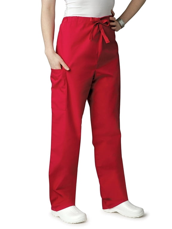 Universal Unisex Scrubs - Drawstring Tapered Leg Scrub Pants - 504 - Red - S
