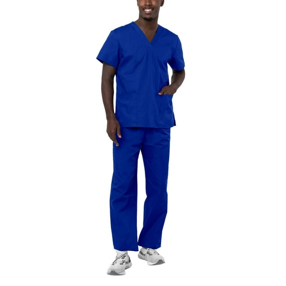 Adar Universal Unisex Scrubs - Unisex Drawstring Scrub Set - 701 - Royal Blue - S