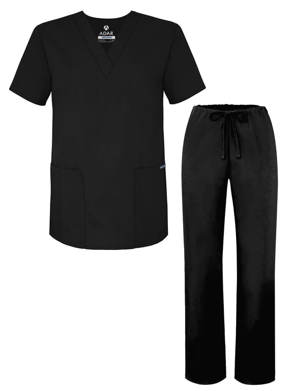 Universal Unisex Scrubs - Unisex Drawstring Scrub Set - 701 - Black - 3X