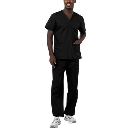 Adar Universal Unisex Scrubs - Unisex Drawstring Scrub Set - 701 - Black - M