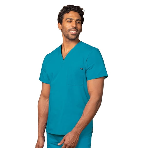 Adar Universal Unisex Scrubs - V Neck Tunic Scrub Top - 6011 - Teal Blue - L