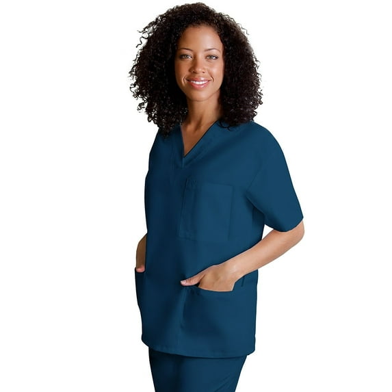 Adar Universal Unisex Scrubs - V-Neck Tunic Scrub Top - 601 - Caribbean Blue - L