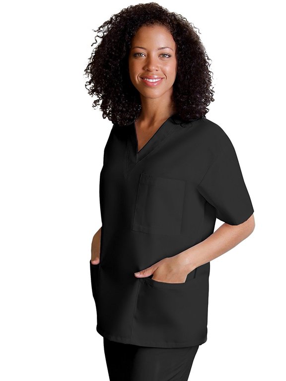 Universal Unisex Scrubs - V-Neck Tunic Scrub Top - 601 - Black - 4X