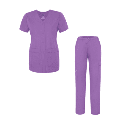 Adar Universal Women's Scrub Set – Snap Front Scrub Top and Multi Pocket Scrub Pants - 906