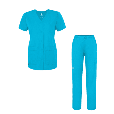 Adar Universal Women's Scrub Set – Snap Front Scrub Top and Multi Pocket Scrub Pants - 906