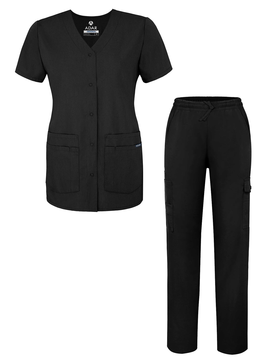 Adar Universal Women's Scrub Set ? Snap Front Scrub Top and Multi