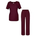 thumbnail image 1 of Adar Universal Women's Scrub Set - V-neck Scrub Top and Elastic Pull-On Scrub Pants - 901 - Burgundy - XL, 1 of 7