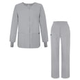 thumbnail image 1 of Adar Universal Women's Scrub Set - Warm-Up Scrub Jacket and Elastic Pull-On Pants - 902 - Silver Gray - 5X, 1 of 7