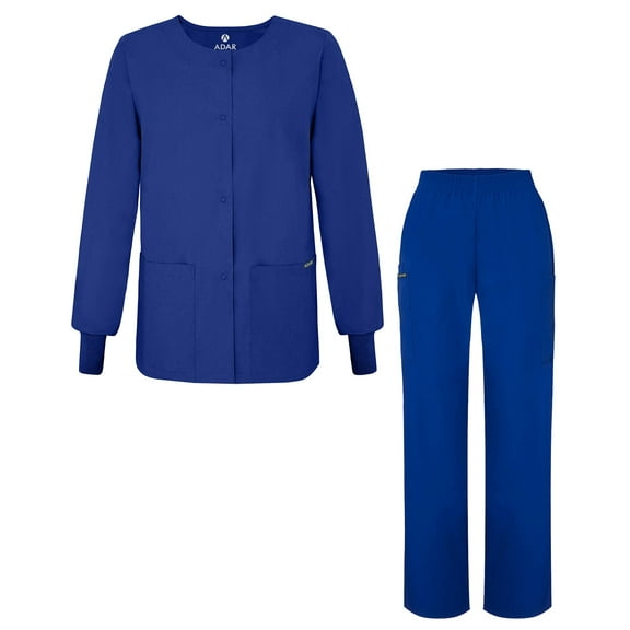 Adar Universal Women's Scrub Set - Warm-Up Scrub Jacket and Elastic Pull-On Pants