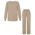 thumbnail image 1 of Adar Universal Women's Scrub Set - Warm-Up Scrub Jacket and Elastic Pull-On Pants - 902 - Khaki - XS, 1 of 7