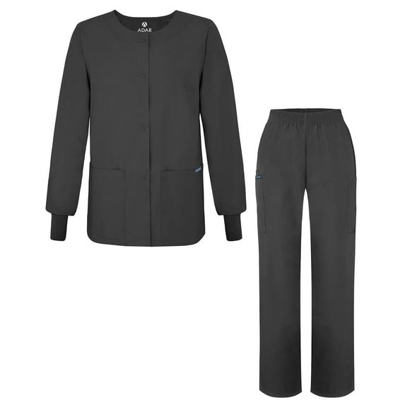 Adar Universal Women's Scrub Set - Warm-Up Scrub Jacket and Elastic Pull-On Pants