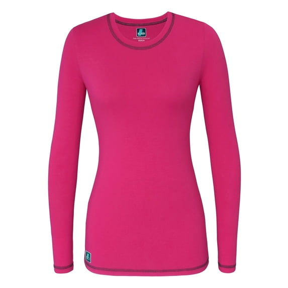 Adar Womens Comfort Long Sleeve Fitted T-Shirt Underscrub Tee- 3400 - Fuchsia - XL