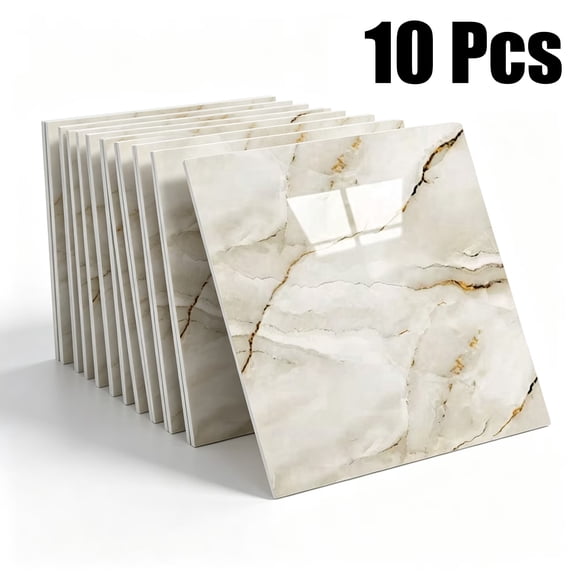 Adarl 10 Sheets 11.8"x11.8" Waterproof Peel and Stick Marble Wall Tiles Stickers, Self-Adhesive PVC Panels for Bathroom, Kitchen, and Living Room Home Decor DIY