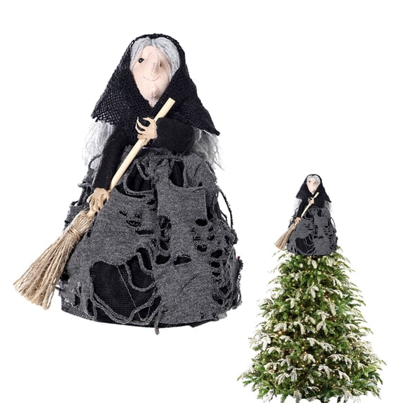 Adarl 1PC Halloween Witch Tree Topper Decoration, Halloween Witch Doll, Halloween Suitable for Home Decoration, Style C