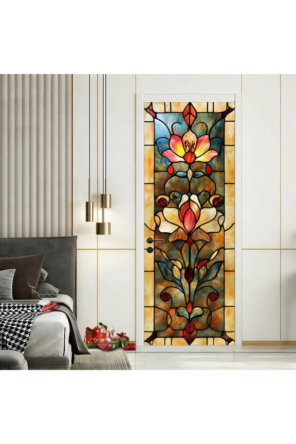Door Sticker, Peel and Stick Vinyl Door Decals, Removable Decorative Self-Adhesive Mural for Home Decor, 30.3" W x 78.7" L, Set of 2 Sheets