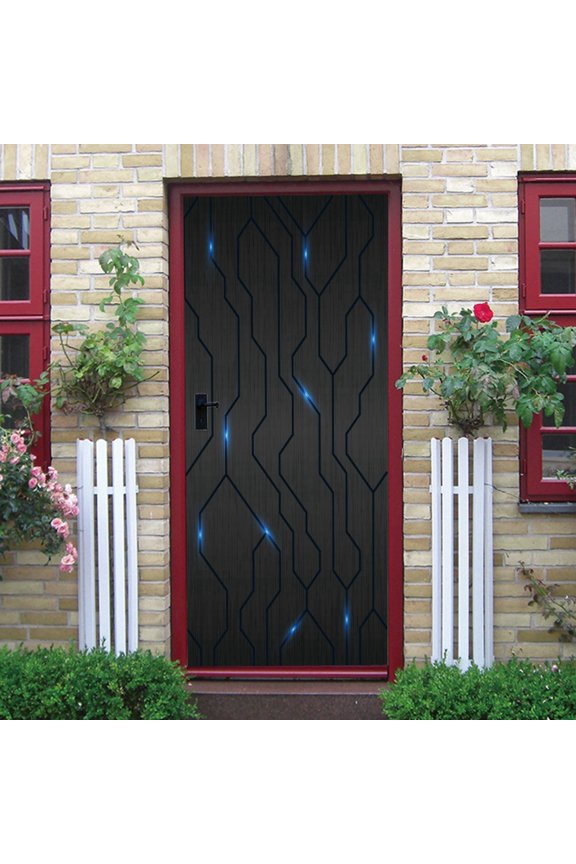 Geometric Pattern Door Sticker, Peel and Stick Vinyl Door Decals, Self-Adhesive Mural for Home Decor, 30.3" W x 78.7" L, Set of 2 Sheets