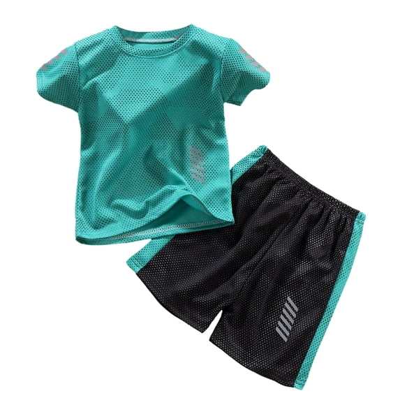 Adarl Girls Boys Athletic Shorts Set 2 Piece Summer Clothes Outfit Quick Dry Breathable Mesh Tee and Shorts Sizes 1-12 Years