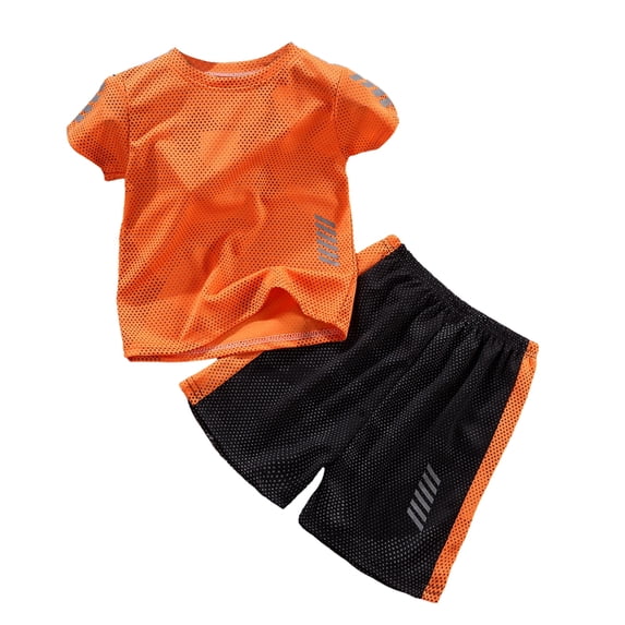 Adarl Girls Boys Athletic Shorts Set 2 Piece Summer Clothes Outfit Quick Dry Breathable Mesh Tee and Shorts Sizes 1-12 Years