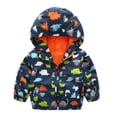 thumbnail image 1 of Adarl Kids Baby Boy Dinosaur Clothes Waterproof Windbreak Hooded Coat Jacket Outerwear A Dark blue 1-2 Years, 1 of 7