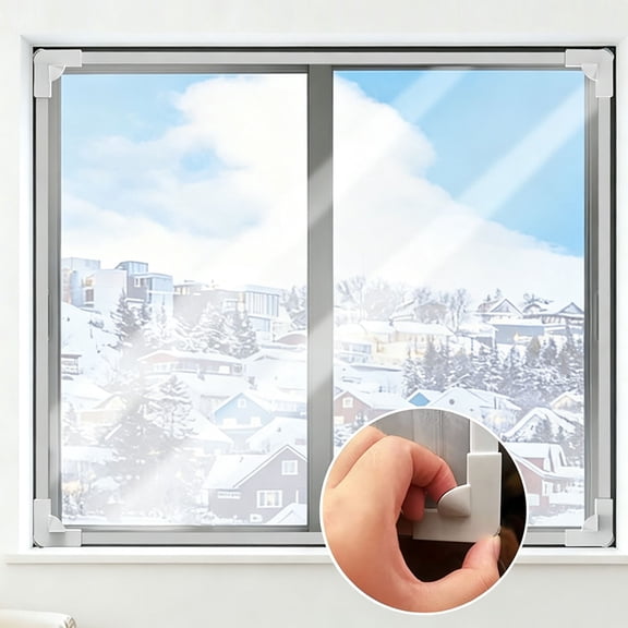 Adarl Magnetic Window Insulation kit Transparent Film with White Frame for House Windows to Keep Cold Out Storm Warm in Winter