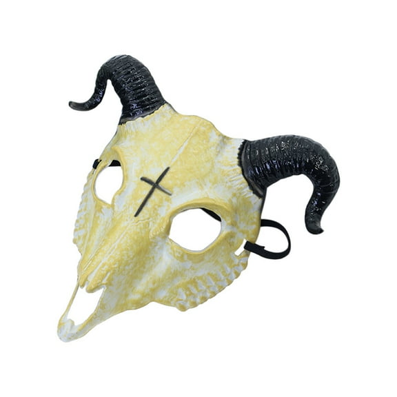 Adarl Plastic Halloween Goat Skull Mask Scary Animal Goat Face Costume Mask with Horn Demon Devil Evil Masks for Cosplay Halloween Cosplay Costume Prop