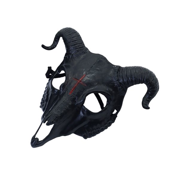 Adarl Plastic Halloween Goat Skull Mask Scary Animal Goat Face Costume Mask with Horn Demon Devil Evil Masks for Cosplay Halloween Cosplay Costume Prop