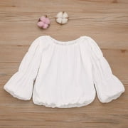 Adarl Princess Kids Baby Girl Cotton Lantern Sleeve Tops Basic Solid T-shirt Clothes