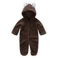 thumbnail image 1 of Adarl Winter Warm Newborn Baby Boy Girl Fleece Jumpsuit Hooded Romper Coat Outwear Dark Brown 6-9 Months, 1 of 11